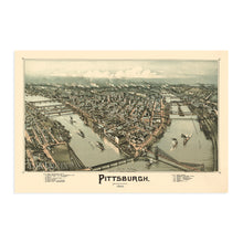 Load image into Gallery viewer, Digitally Restored and Enhanced 1902 Pittsburgh Pennsylvania Map Poster - Vintage Pittsburgh Map Art - Panoramic Bird's Eye View of Pittsburgh Wall Art - Map of Pittsburgh City PA Wall Decor