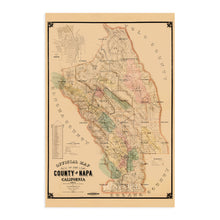 Load image into Gallery viewer, Digitally Restored and Enhanced 1895 Napa Map - Vintage Map of Napa California - Old Napa County CA Map - Historic Napa Wall Art - Napa Poster Map from Official Records and Latest Surveys