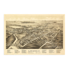 Load image into Gallery viewer, Digitally Restored and Enhanced 1892 Lancaster New York Map Poster - Vintage Lancaster Wall Art - Old Lancaster New York Map - Bird's Eye View of Lancaster NY Showing Points of Interest