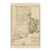 Load image into Gallery viewer, Digitally Restored and Enhanced 1797 Rhode Island Map - Vintage Map of Rhode Island Wall Art Decor - Rhode Island Poster Shows Counties and Subdivisions - Place names in German and/or English