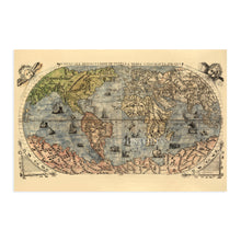 Cargar imagen en el visor de la galería, 1565 World Map Poster - 18x24 Inch Vintage Map of the World Poster - Historic Map of Earth - Old World Map Wall Art - Restored Map of the Universal Description of All The Known Land