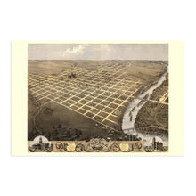 Cargar imagen en el visor de la galería, Digitally Restored and Enhanced 1869 Topeka Kansas Map Poster - Vintage Map of Topeka KS - Topeka Kansas Wall Art - Old Topeka Kansas Map - Bird's Eye View of Topeka City Capital of Kansas