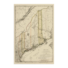 Load image into Gallery viewer, Digitally Restored and Enhanced 1798 Maine State Map - Vintage Map of Maine Wall Art Decor - Map of Maine Poster - Maine Map Showing Counties Civil Subdivisions - Legend in German and English