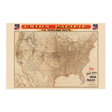Load image into Gallery viewer, Digitally Restored and Enhanced 1892 United States Map - Vintage Map of United States Wall Art - Old Wall Map of the United States of America Showing Union Pacific Overland Route and Connections