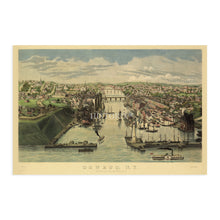 Load image into Gallery viewer, Digitally Restored and Enhanced 1855 Oswego New York Map Poster - Vintage Oswego City Map - Old Oswego County NY Map - History Map of Oswego City Wall Art - Bird's Eye View of Oswego River at Lake Ontario