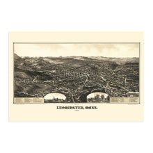 Load image into Gallery viewer, Digitally Restored and Enhanced 1886 Leominster Massachusetts Map - Old Leominster Massachusetts Wall Art - History Map of Leominster City MA Poster