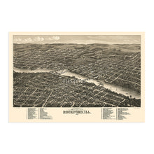 Load image into Gallery viewer, Digitally Restored and Enhanced 1880 Rockford Illinois Map Poster - Map of Rockford Wall Art - Rockford IL Map History - Old Rockford Map of Illinois