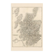 Load image into Gallery viewer, Digitally Restored and Enhanced 1855 Map of Scotland - Vintage Scotland Poster - Historic Map of Edinburgh Scotland - History Map of Glasgow Scotland Wall Art - Old Scotland United Kingdom Map