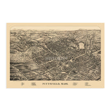 Load image into Gallery viewer, Digitally Restored and Enhanced 1899 Pittsfield Massachusetts Map - Old Map of Pittsfield MA Wall Art - Bird's Eye View Map of Pittsfield City MA Poster
