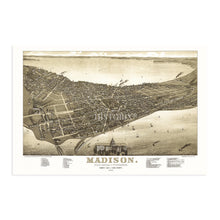 Load image into Gallery viewer, Digitally Restored and Enhanced 1885 Madison Wisconsin Map - Vintage Map of Madison Wisconsin - Old Madison City Map of Wisconsin - Dane County Madison Map - Bird's Eye View of City of Madison Wall Art