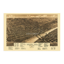 Load image into Gallery viewer, Digitally Restored and Enhanced 1886 Waco Texas Map - Map of Waco Mclennan County Map - History Map of Waco Texas Wall Art - Old Waco TX Map Print