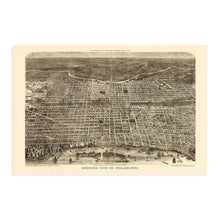 Load image into Gallery viewer, Digitally Restored and Enhanced 1872 Map of Philadelphia Pennsylvania - Vintage Map of Philadelphia Wall Art - Old Wall Map of Philadelphia City Poster - Bird's Eye View Philadelphia Map Poster