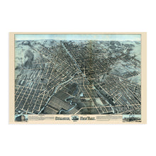Load image into Gallery viewer, Digitally Restored and Enhanced 1874 Syracuse New York Map Wall Art - Old Map of Syracuse NY Wall Decor - Historic Birds Eye View of Syracuse Poster with Index and Points of Interest
