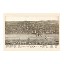Load image into Gallery viewer, Digitally Restored and Enhanced 1877 Cleveland Map - Vintage Map of Cleveland Ohio Wall Art - Old Cleveland Ohio Map - Historic Cleveland Poster - Birds Eye View Map of Cleveland Ohio