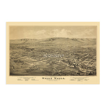 Load image into Gallery viewer, Digitally Restored and Enhanced 1876 Walla Walla Washington Map Poster - Walla Walla Vintage Map of Washington Territory - Old Map of Walla Walla Wall Art