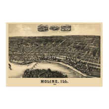 Load image into Gallery viewer, Digitally Restored and Enhanced 1889 Moline Illinois Map Print - Moline Wall Art - History Map of Moline Illinois Poster - Old Moline City Map of Illinois