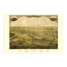 Cargar imagen en el visor de la galería, Digitally Restored and Enhanced 1886 Lansing Michigan Map Poster - Lansing Michigan Vintage Map - Bird's Eye View of The City of Lansing Michigan Wall Art - Old Lansing Michigan Map