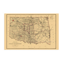 Load image into Gallery viewer, Digitally Restored and Enhanced 1887 Indian Territory Oklahoma Map - Vintage Map of Oklahoma Wall Art - Oklahoma Indian Tribes - Oklahoma State Map - Vintage Oklahoma Map
