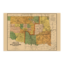 Load image into Gallery viewer, Digitally Restored and Enhanced 1892 Map of the Indian and Oklahoma Territories - Vintage Map of Oklahoma Wall Art - Vintage Oklahoma Map - Indian Territory Map - Oklahoma Map Poster