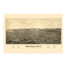 Cargar imagen en el visor de la galería, Digitally Restored and Enhanced 1886 Amherst Massachusetts Map Poster - History Map of Amherst Massachusetts Wall Art - Old Massachusetts Wall Map