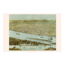 Load image into Gallery viewer, Digitally Restored and Enhanced 1867 Winona Minnesota Map - Map of Winona Wall Art - Old Winona City Minnesota Wall Map - Bird's Eye View Map of Winona MN