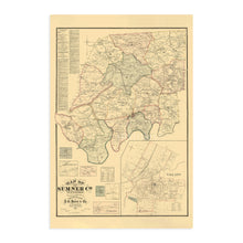 Load image into Gallery viewer, Digitally Restored and Enhanced 1878 Sumner County Tennessee Map - Tennessee Vintage Map - Old Map of Sumner County Wall Art - Tennessee State Map History