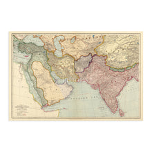 Cargar imagen en el visor de la galería, Digitally Restored and Enhanced 1912 Middle East Map - Vintage Map of Countries Between Constantinople & Calcutta - Old Map of Turkey in Asia Persia Afghanistan & Turkestan - India South Asia Map History