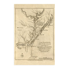 Load image into Gallery viewer, Digitally Restored and Enhanced 1781 Cape Fear River Region Map - Vintage Map of Wilmington and Brunswick County North Carolina - New Hanover NC Vintage Map Wall Art - American Revolution Map