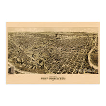 Load image into Gallery viewer, Digitally Restored and Enhanced 1891 Fort Worth Texas Poster Map - Vintage Map of Fort Worth TX Wall Art Decor - Historic Fort Worth Map - Birds Eye View of Old Fort Worth Texas Vintage Map