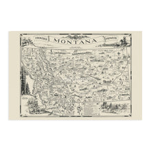 Load image into Gallery viewer, Digitally Restored and Enhanced 1937 Map of Montana - Vintage Montana Poster - Old Billings Montana Map Poster - Historic Helena Montana Wall Art - A One Page History Map of Montana