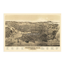 Load image into Gallery viewer, Digitally Restored and Enhanced 1889 Victoria BC Canada Map Poster - Vintage Victoria British Columbia Map of Canada - History Map of Victoria Canada Wall Art - Birds Eye View of Victoria BC Canada Poster