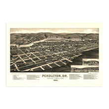 Load image into Gallery viewer, Digitally Restored and Enhanced 1884 Pendleton Oregon Map - Old Pendleton Umatilla County Map of Oregon Poster - History Map of Pendleton OR Wall Art
