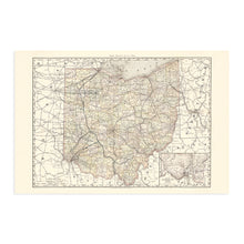 Cargar imagen en el visor de la galería, Digitally Restored and Enhanced 1894 Ohio Map Poster - Vintage Map of Ohio State Wall Decor - Ohio State Map - Old Ohio State Poster Showing Counties and Railroad Lines - Ohio State Wall Art