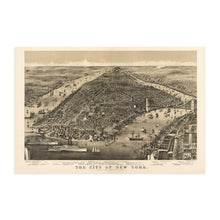 Load image into Gallery viewer, Digitally Restored and Enhanced 1886 Map of New York City Poster - NYC Vintage Map Wall Art - Panoramic Birds Eye View of New York City Map Art - New York City Map Print - NYC Vintage Poster