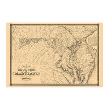 Load image into Gallery viewer, Digitally Restored and Enhanced 1841 Maryland State Map - Vintage Map of the State of Maryland Wall Art - Vintage Maryland Home Decor Poster Print - Showing Virginia Washington DC Chesapeake Bay