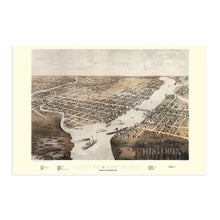 Load image into Gallery viewer, Digitally Restored and Enhanced 1867 Green Bay Wisconsin Map - Vintage Green Bay Poster - Historic Green Bay Wall Art - Bird's Eye View of Green Bay and Fort Howard Wisconsin - Old Green Bay Wall Decor