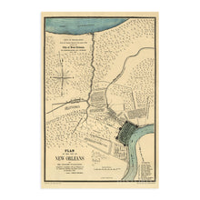 Cargar imagen en el visor de la galería, Digitally Restored and Enhanced 1875 New Orleans Louisiana Map - Vintage Map of New Orleans Translated from the Original Spanish Plan Dated 1798 - New Orleans Art Wall Decor Poster Print