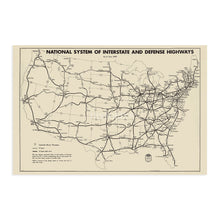 Load image into Gallery viewer, Digitally Restored and Enhanced 1958 Map of the United States National System of Interstate & Defense Highways - Vintage USA Map Poster - Old Map of USA