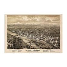 Load image into Gallery viewer, Digitally Restored and Enhanced 1876 Salem Oregon Map Poster - Vintage Map of Salem Oregon Wall Art - Salem Oregon from the West Looking East - Vintage Salem Oregon Map Art - Old Salem Oregon