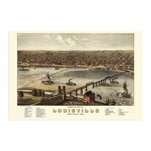 Load image into Gallery viewer, Digitally Restored and Enhanced 1876 Louisville Kentucky Map - Vintage Louisville Wall Art - Old Louisville KY Map - Historic Louisville Poster - Bird's Eye View Map of Louisville KY