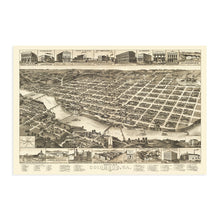 Load image into Gallery viewer, Digitally Restored and Enhanced 1886 Columbus Georgia Map - Vintage Columbus Georgia Wall Art - History Map of Columbus GA Poster - Perspective Bird's Eye View of Muscogee County Columbus GA Map Print