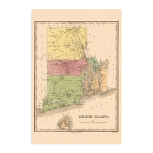 Load image into Gallery viewer, Digitally Restored and Enhanced 1829 Rhode Island State Map - Rhode Island Vintage Map - Old USA Poster Map Rhode Island Decor - Restored Historic Rhode Island Map - Rhode Island State Wall Map