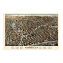 Cargar imagen en el visor de la galería, Digitally Restored and Enhanced 1872 Milwaukee Map - Vintage Map of Milwaukee Wall Art - Old Milwaukee Wisconsin Map - Historic Wall Map of Milwaukee Poster - Bird's Eye View Map of Milwaukee WI