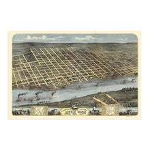 Load image into Gallery viewer, Digitally Restored and Enhanced 1871 Little Rock Arkansas Map - Vintage Little Rock Wall Art Poster - Old Little Rock AR Map - Bird's Eye View of Little Rock Arkansas Looking South West