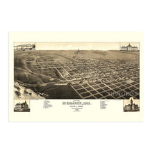 Load image into Gallery viewer, Digitally Restored and Enhanced 1883 Bismarck North Dakota Map - Vintage Bismarck Wall Art - Old Bismarck North Dakota Map - Bird's Eye View of Bismarck ND & County Seat of Burleigh Poster