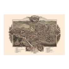 Load image into Gallery viewer, Digitally Restored and Enhanced 1884 Montpelier Vermont Map - Vintage Montpelier VT Wall Art - Old Montpelier Vermont Map - Bird's Eye View of Montpelier Washington County Vermont Poster