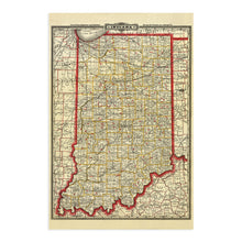 Load image into Gallery viewer, Digitally Restored and Enhanced 1888 Indiana State Map - Vintage Map of Indiana Wall Art - Vintage Indiana Map Poster with County, City, Town and Railroad Map - Indiana Wall Map