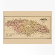 Load image into Gallery viewer, Digitally Restored and Enhanced 1893 Jamaica Map - Vintage Map of The Island of Jamaica Wall Art Decor - Wall Map of Jamaica Poster Showing Administrative and Political Divisions