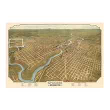 Load image into Gallery viewer, Digitally Restored and Enhanced 1905 Spokane Washington Map - Vintage Spokane Wall Art - Old Spokane Washington Map - Historic Spokane Map Poster - Bird's Eye View of Spokane WA Map