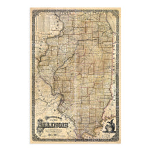 Load image into Gallery viewer, Digitally Restored and Enhanced 1861 Illinois State Map - Vintage Map Illinois Wall Art - Illinois Wall Decor - Map of Illinois Poster - Wall Map of Illinois - State of Illinois Map